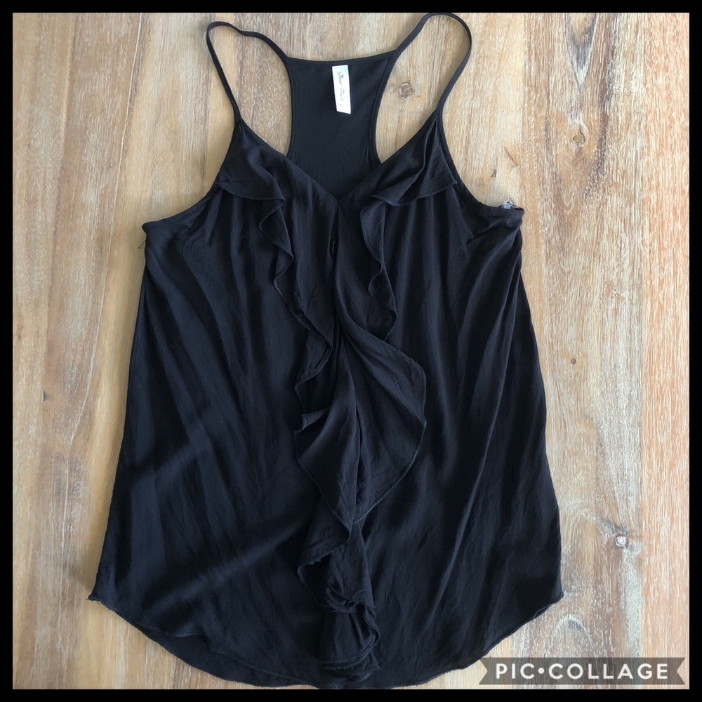 final touch black ruffle top